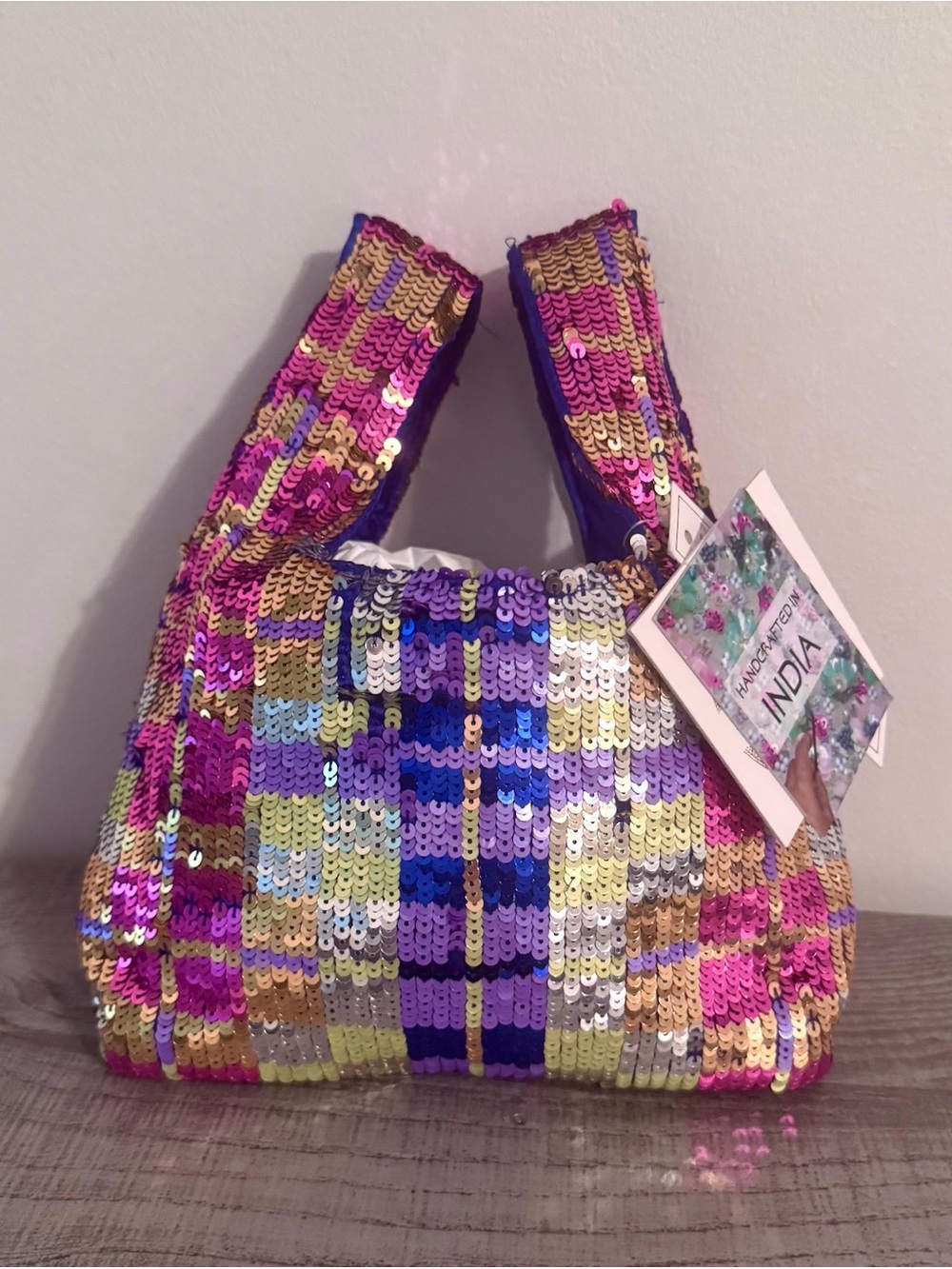 From India to You TikTok Viral Multicolor Sequin Mini Tote Bag NWT